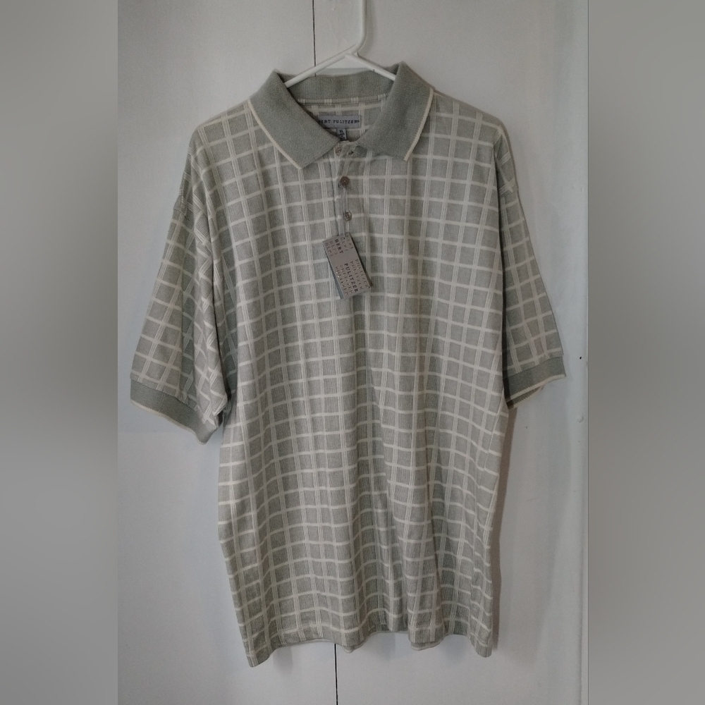 Bert Pulitzer Polo Shirt Men's (XL) Green/Cream